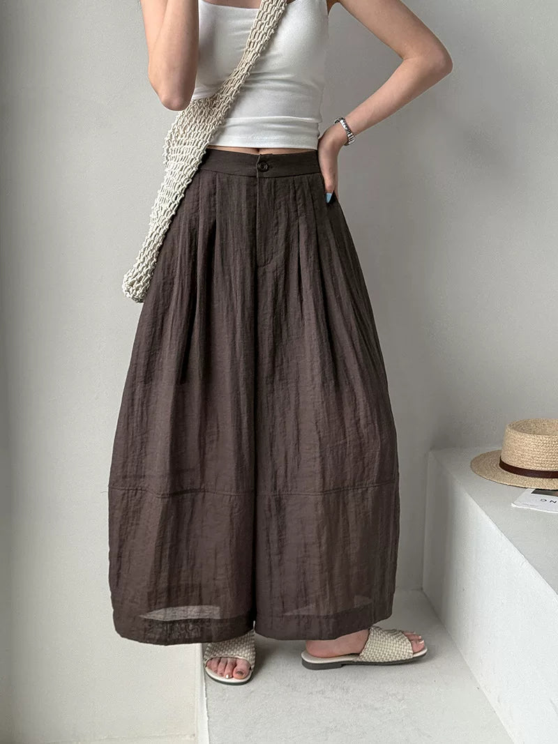 pleated balloon linen wide pants 3color 【NINE7060】