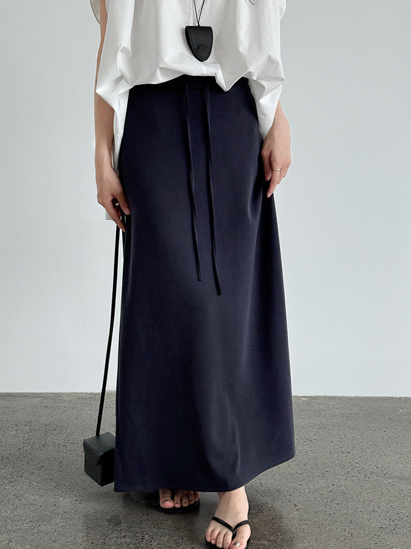 drawstring casual a line skirt 3color 【NINE7239】