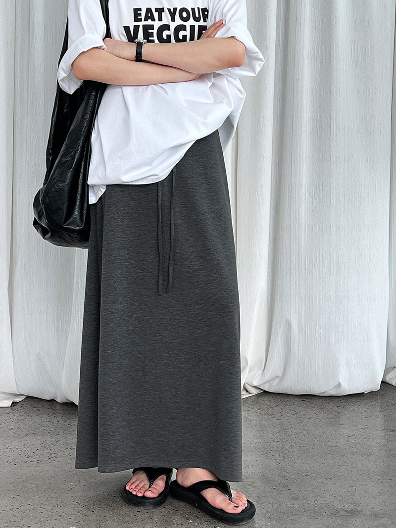 drawstring casual a line skirt 3color 【NINE7239】