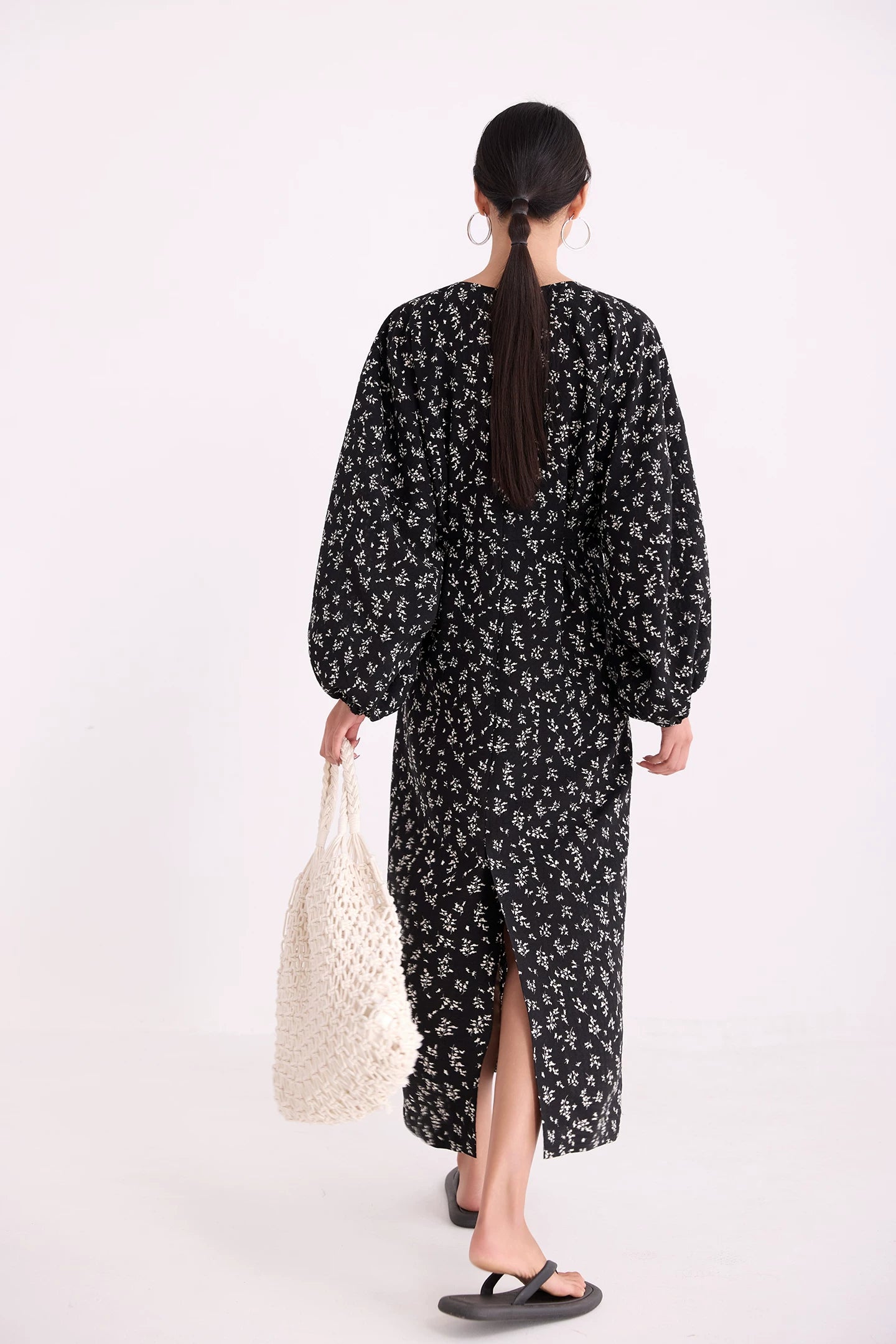waist gathered  maxi dress 11color 【NINE7213】
