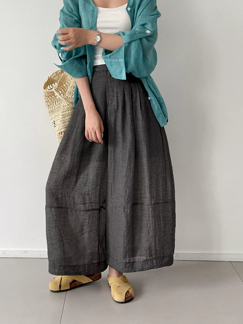 pleated balloon linen wide pants 3color 【NINE7060】