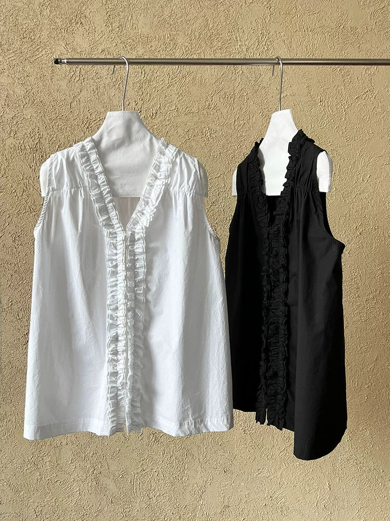 back ruffle sleeveless blouse 2color 【NINE7070】