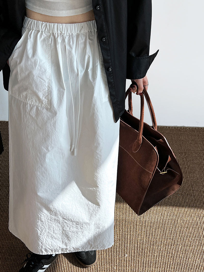 casual drawstring straight long skirt 2color 【NINE7256】