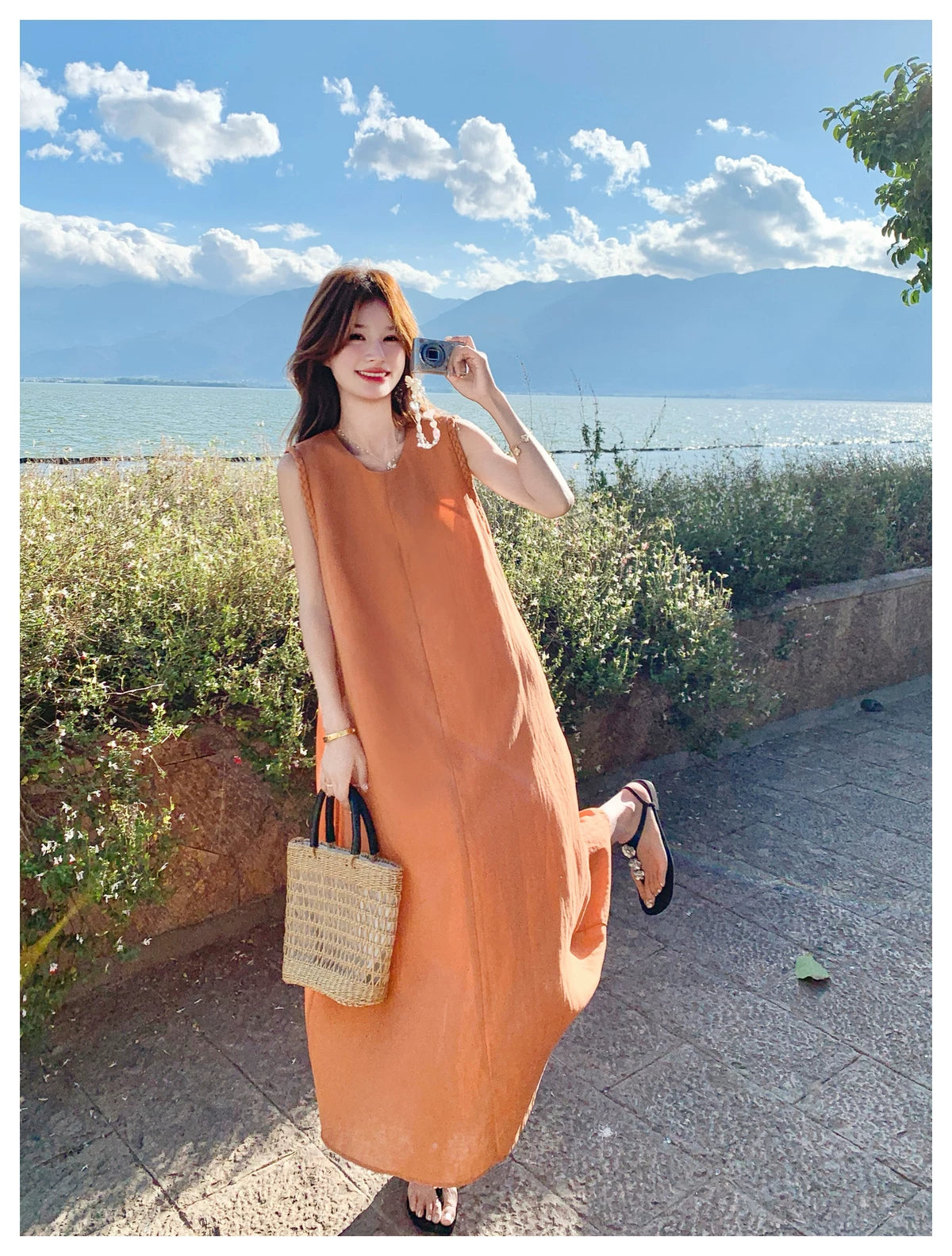 back open flare sleeveless dress 1color 【NINE7124】