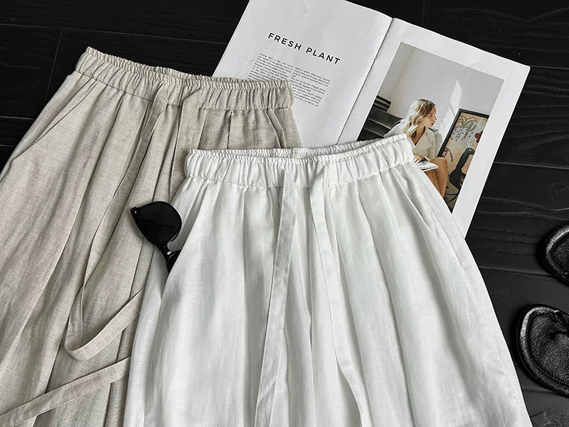 pleated linen wide leg pants 3color 【NINE7065】