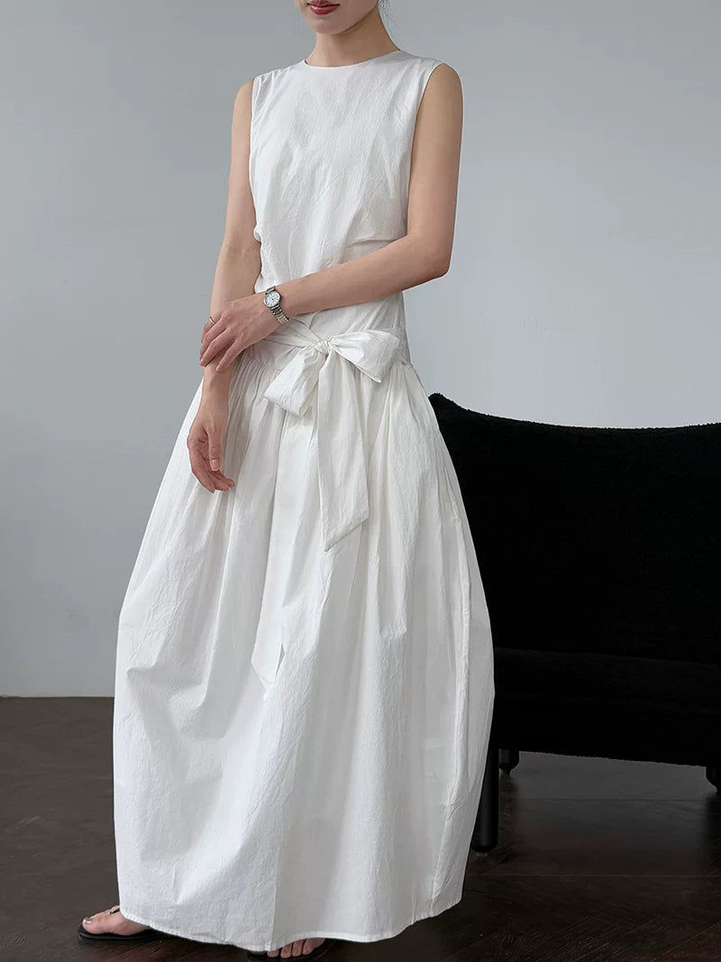 waist tie sleeveless long dress 3color 【NINE7069】