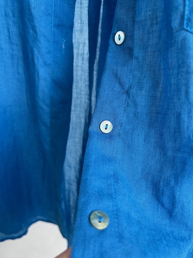 casual loose linen long shirt 2color 【NINE7233】