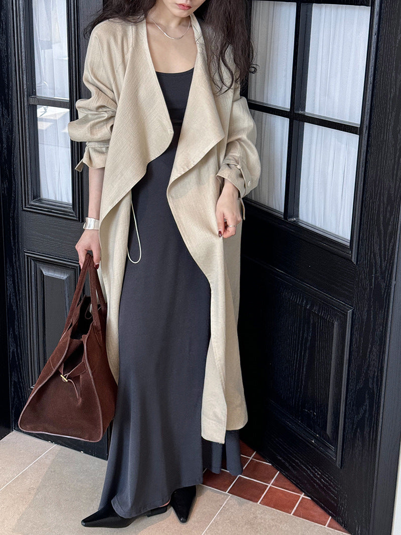 drape collar trench long coat 2color 【NINE7250】