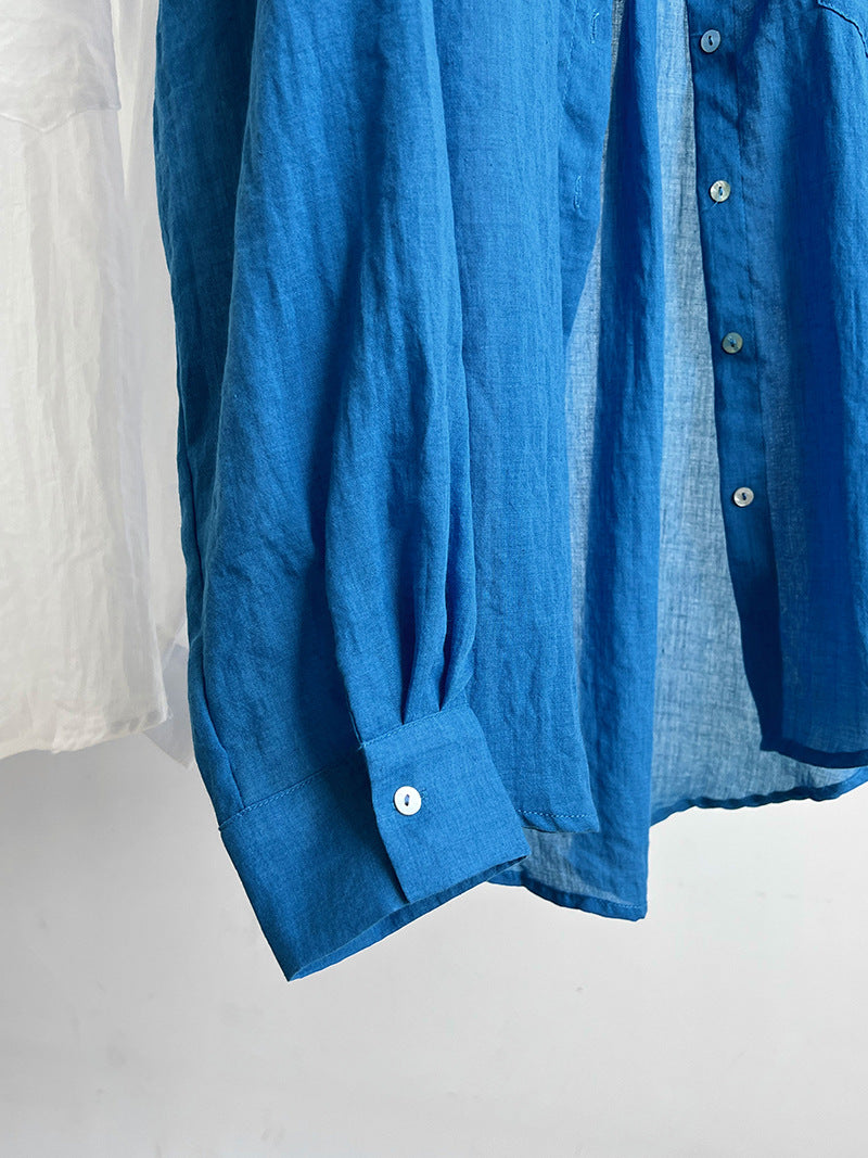 casual loose linen long shirt 2color 【NINE7233】
