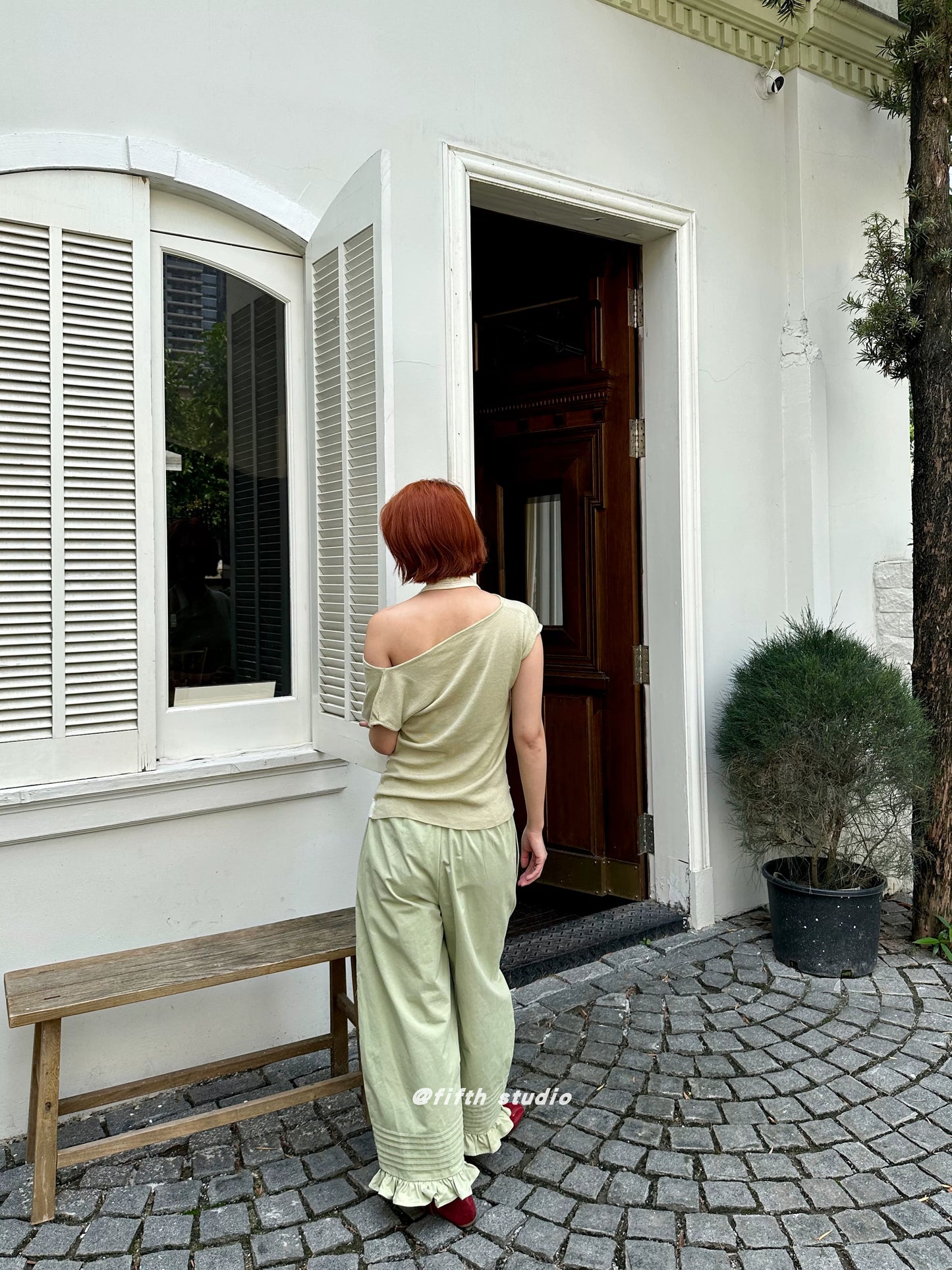 hem frill lantern casual pants 1color 【NINE7149】