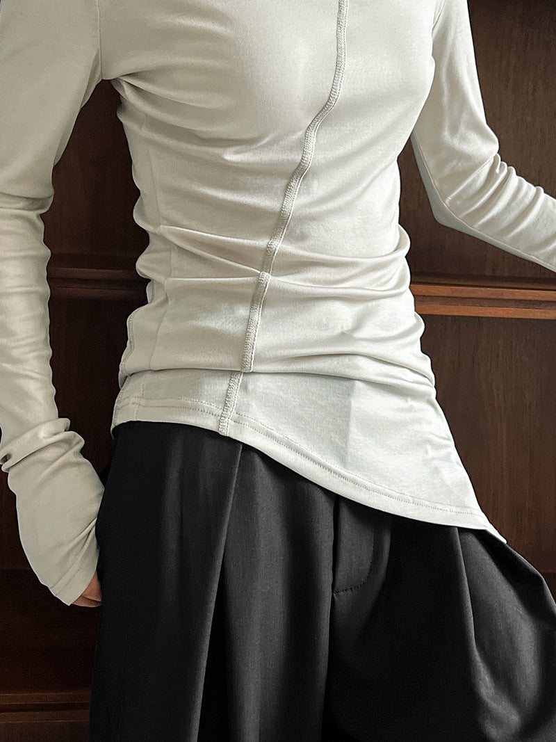asymmetric seam long sleeve tee 4color 【NINE7245】