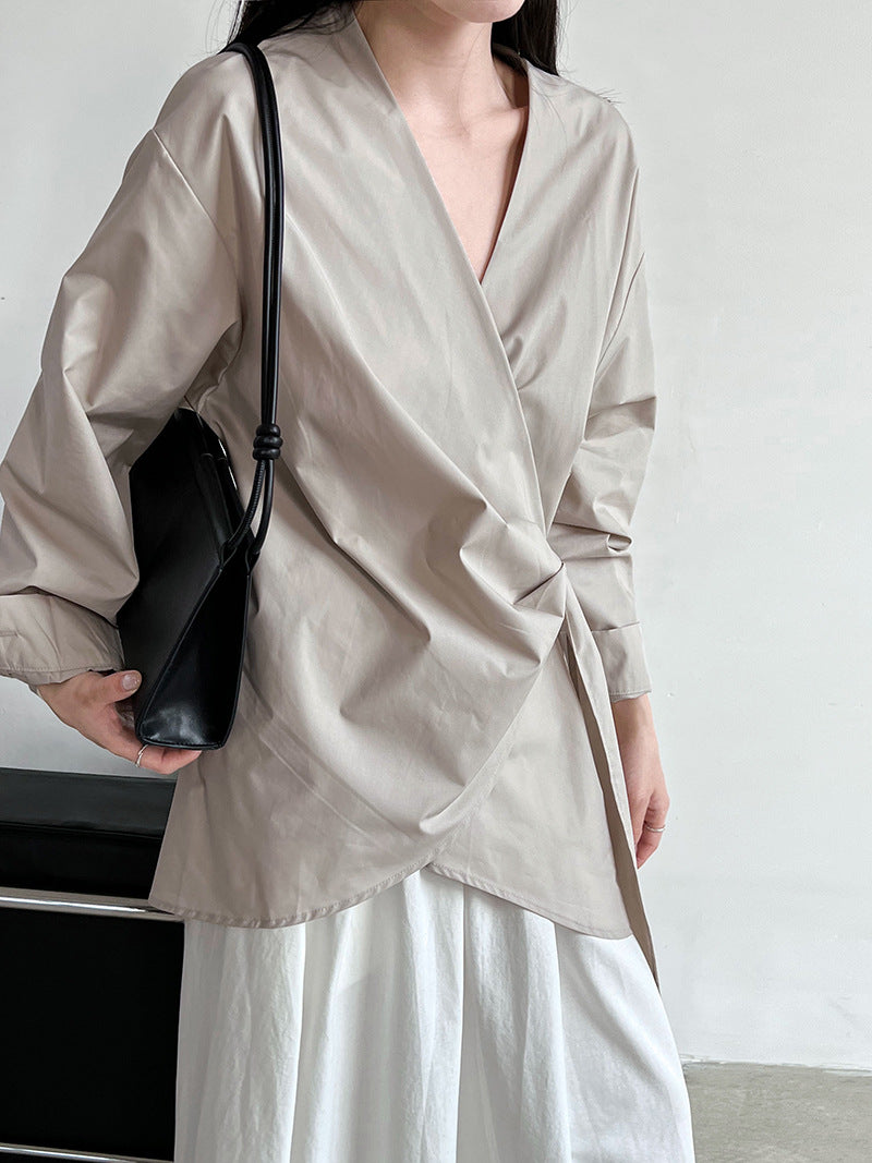 wrap tie shirt blouse 3color 【NINE7260】