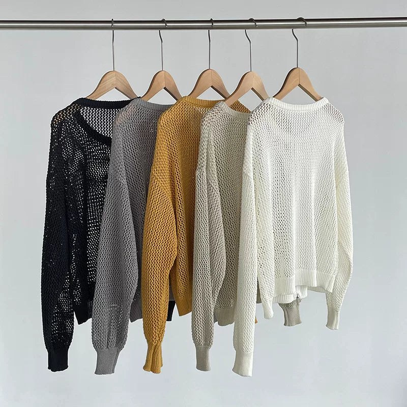 mesh zip knit cardigan 5color 【NINE7076】