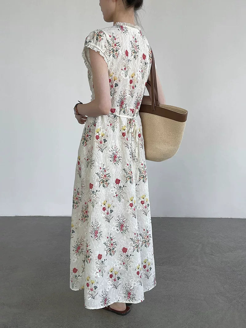floral v neck maxi dress 1color 【NINE7068】