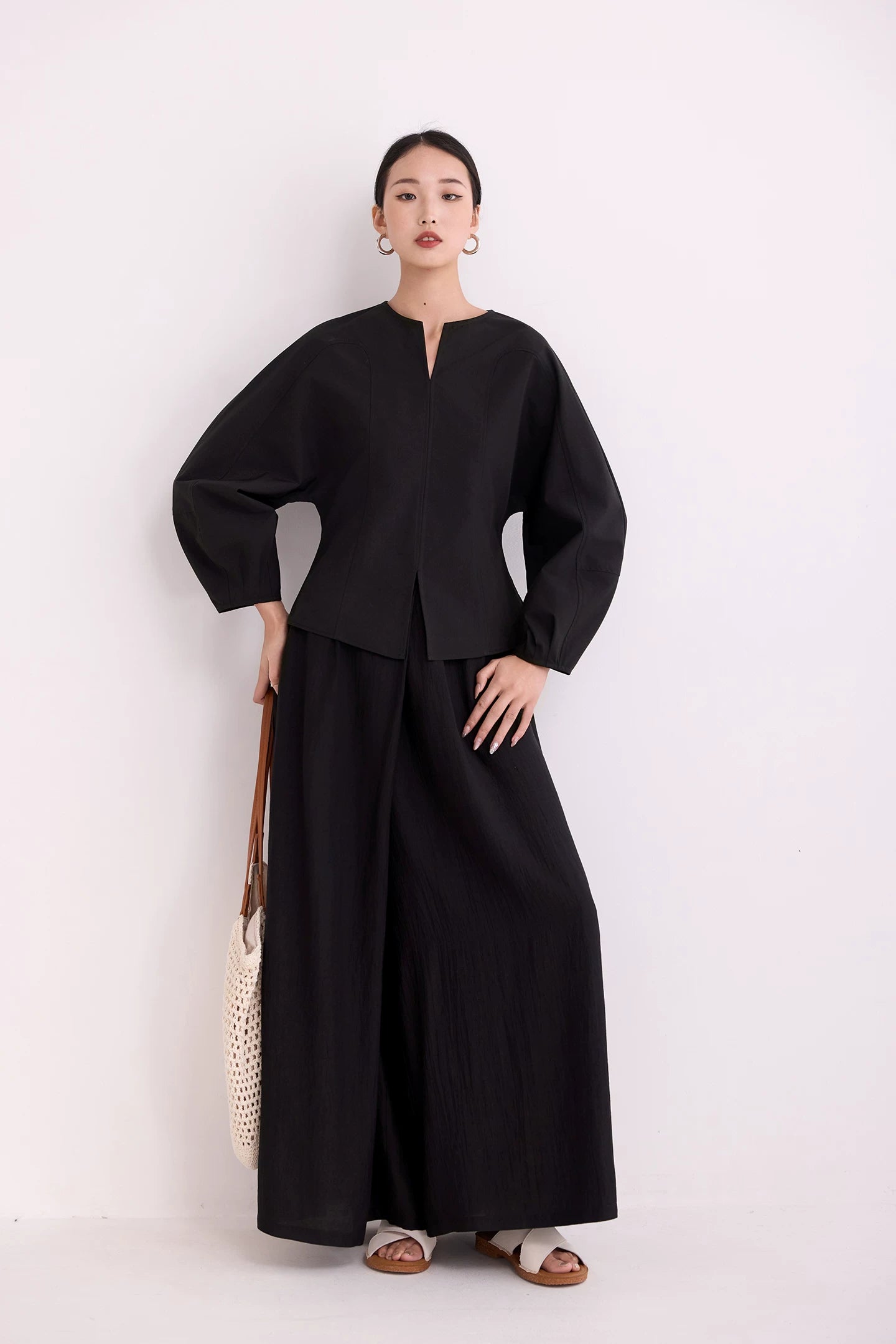 keyneck balloon sleeve corsetry blouse 1color 【NINE7218】