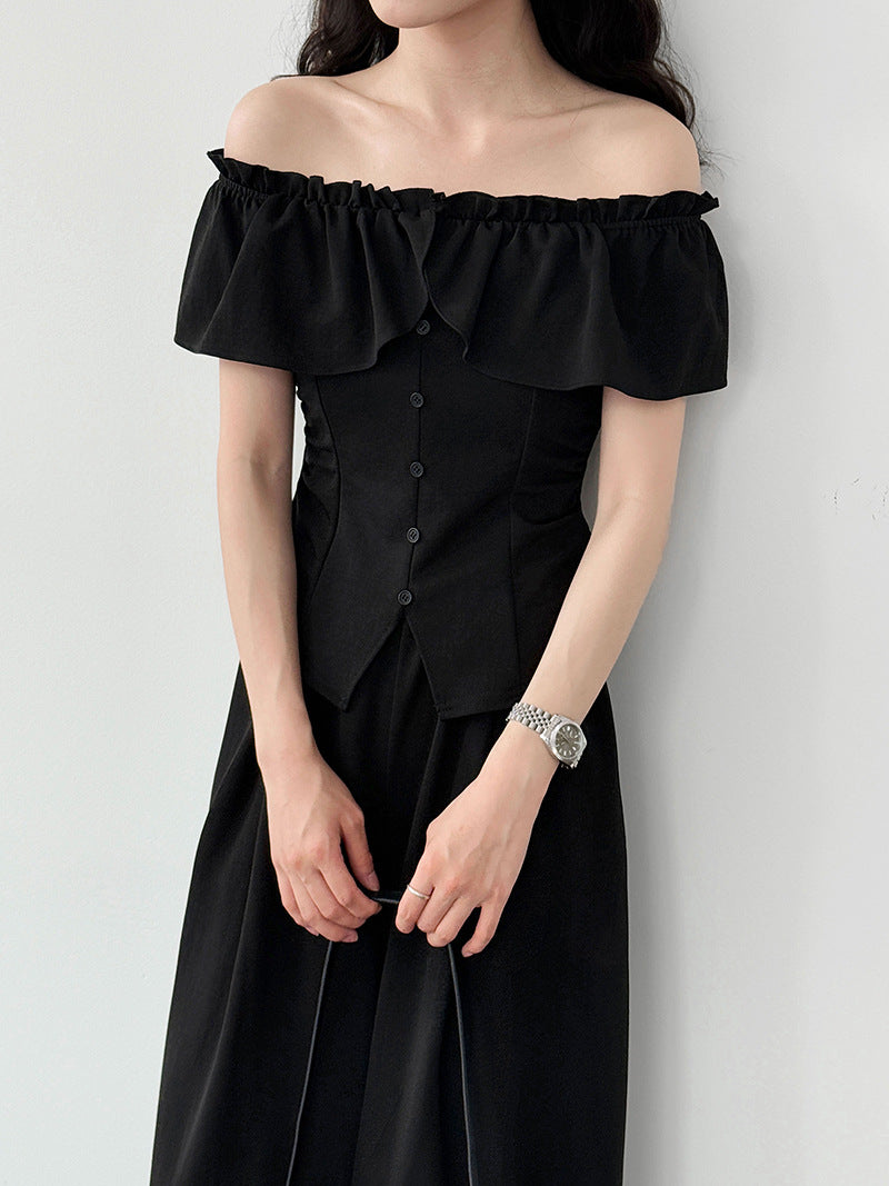 off shoulder top wide pants set 2color 【NINE7258】