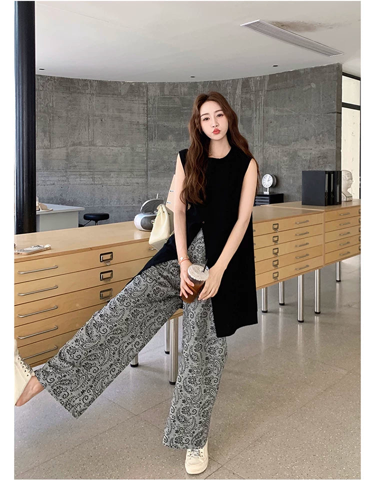 split tunic paisley pants setup 1color 【NINE7110】