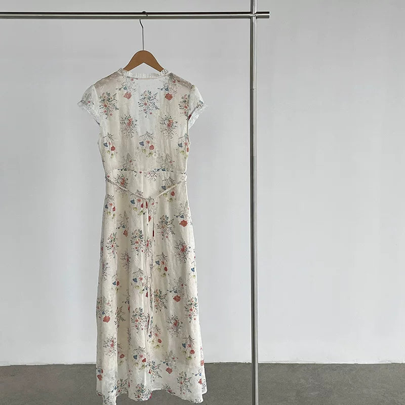 floral v neck maxi dress 1color 【NINE7068】