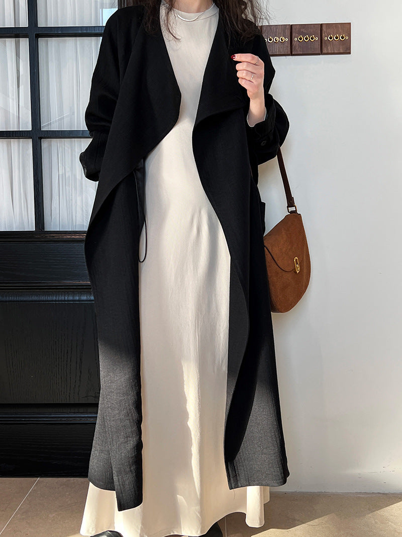 drape collar trench long coat 2color 【NINE7250】