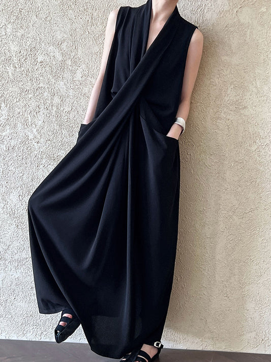 draped sleeveless maxi dress 2color 【NINE7231】