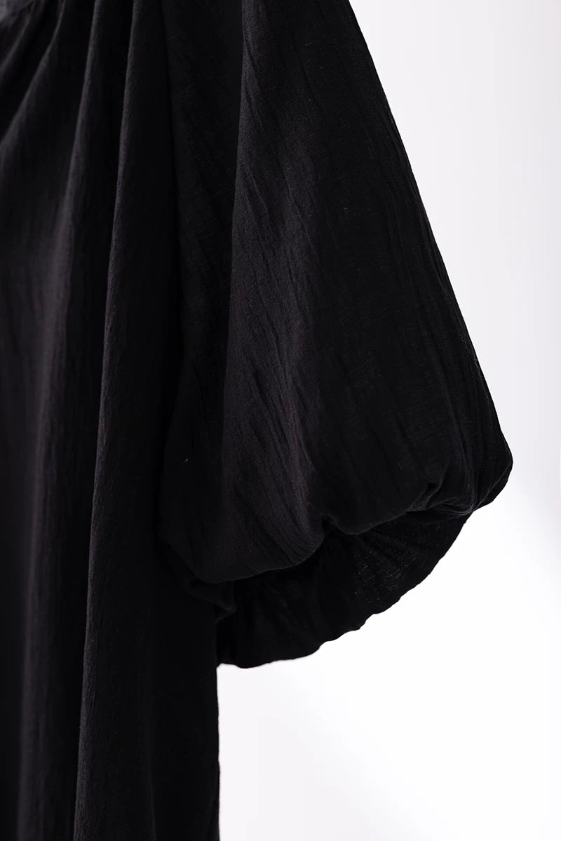 v-neck puff sleeve loose blouse 1color 【NINE7219】