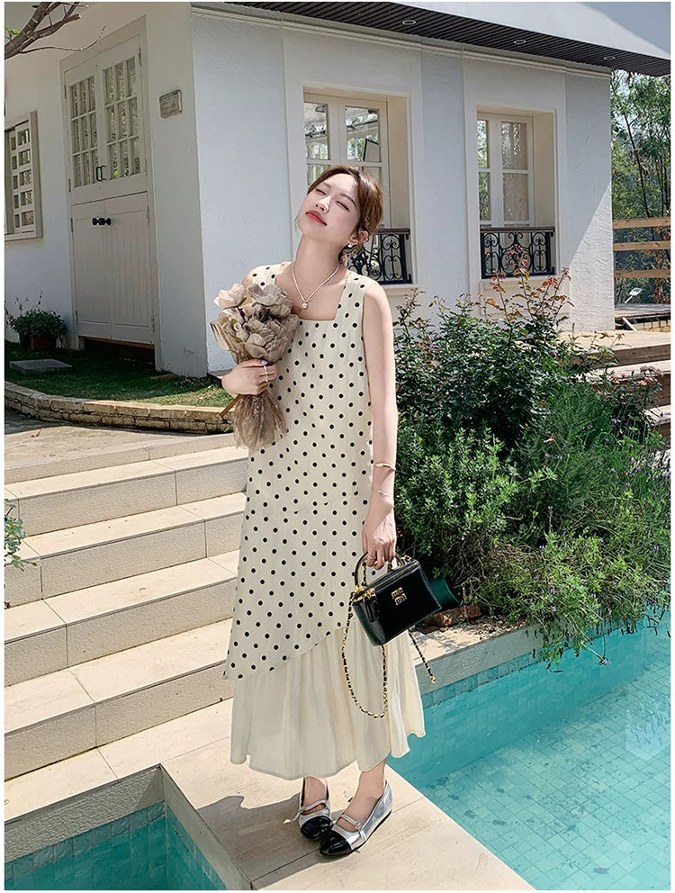 dot tiered layer sleeveless dress 1color 【NINE7138】