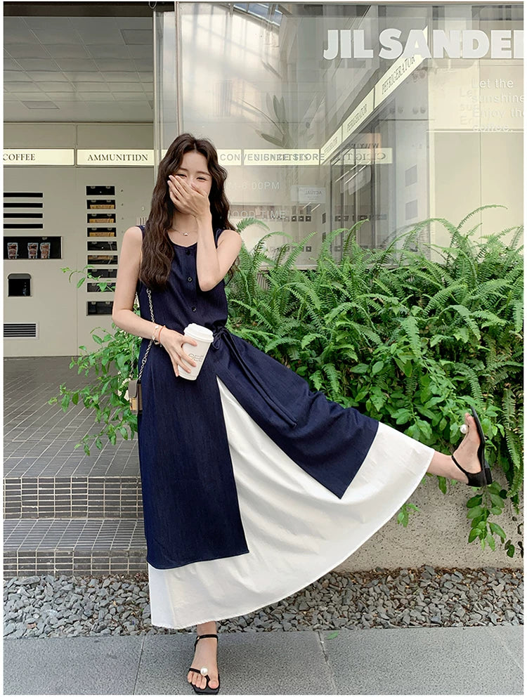side ribbon dress skirt setup 1color 【NINE7123】