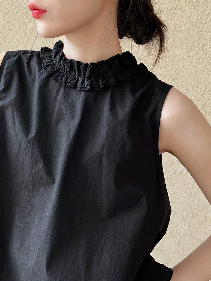 ruffle sleeveless 2way shirt 2color 【NINE7023】