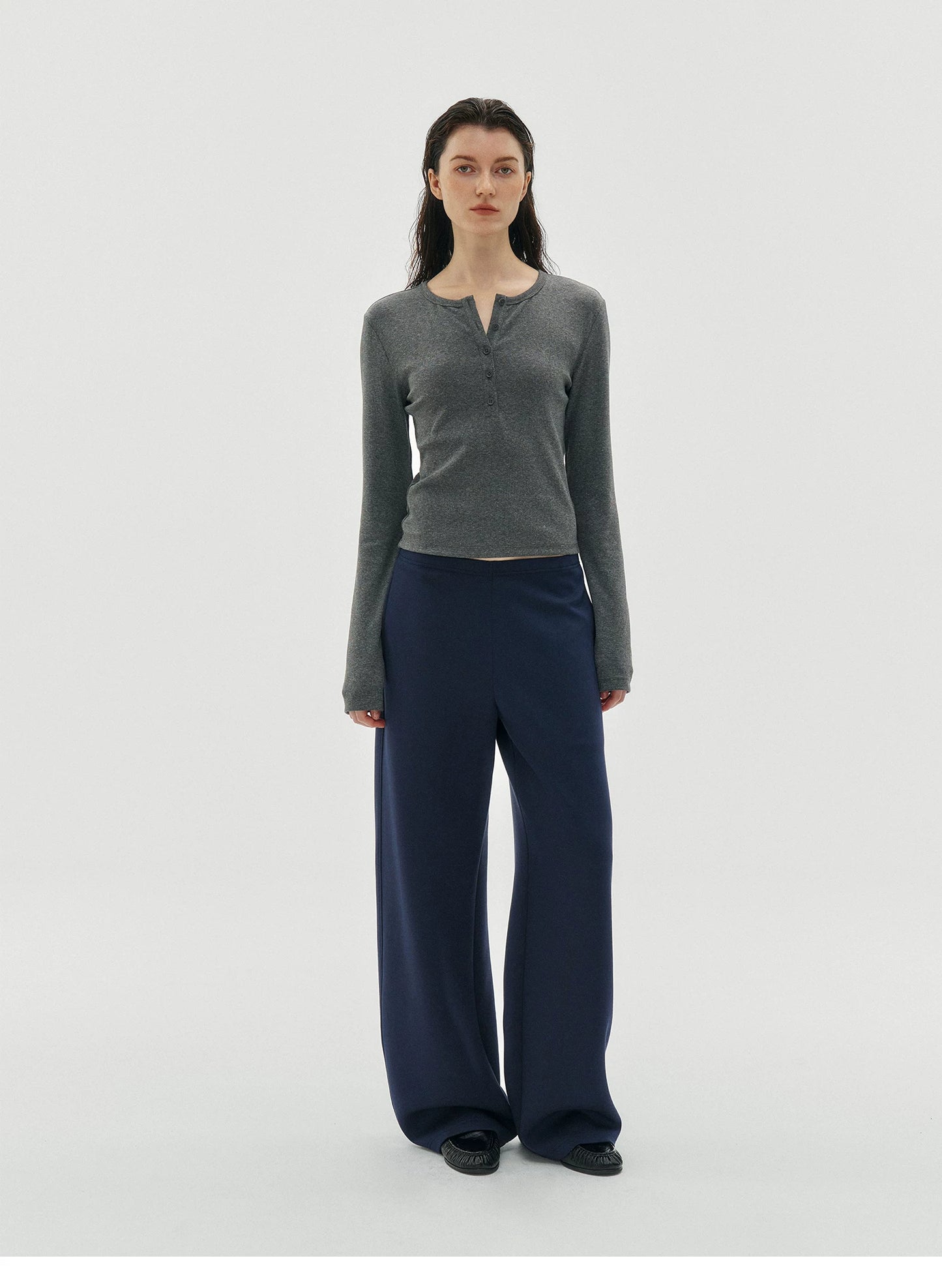 straight wide sweat pants 1color 【NINE7228】