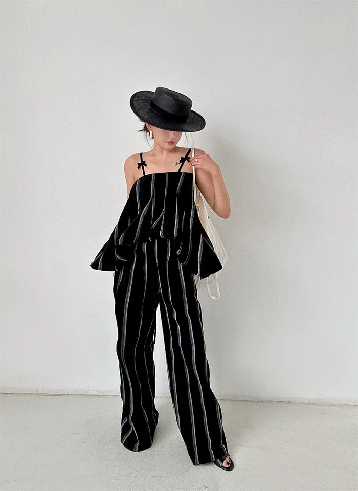 stripe  wide leg pants 1color 【NINE7043】