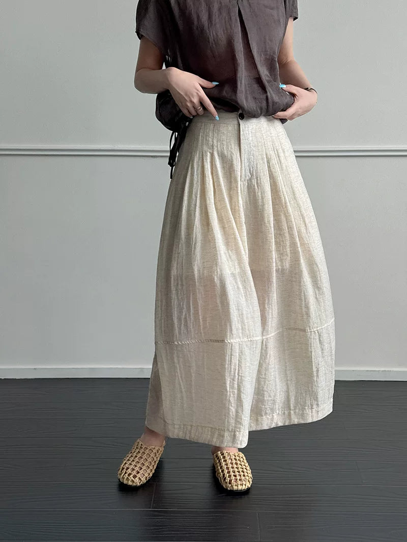 pleated balloon linen wide pants 3color 【NINE7060】