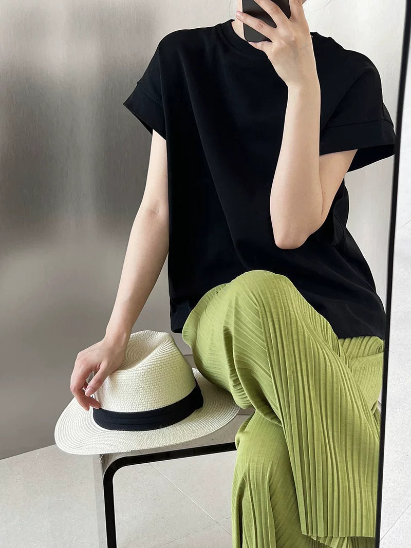 french sleeve casual tshirt 3color 【NINE7072】