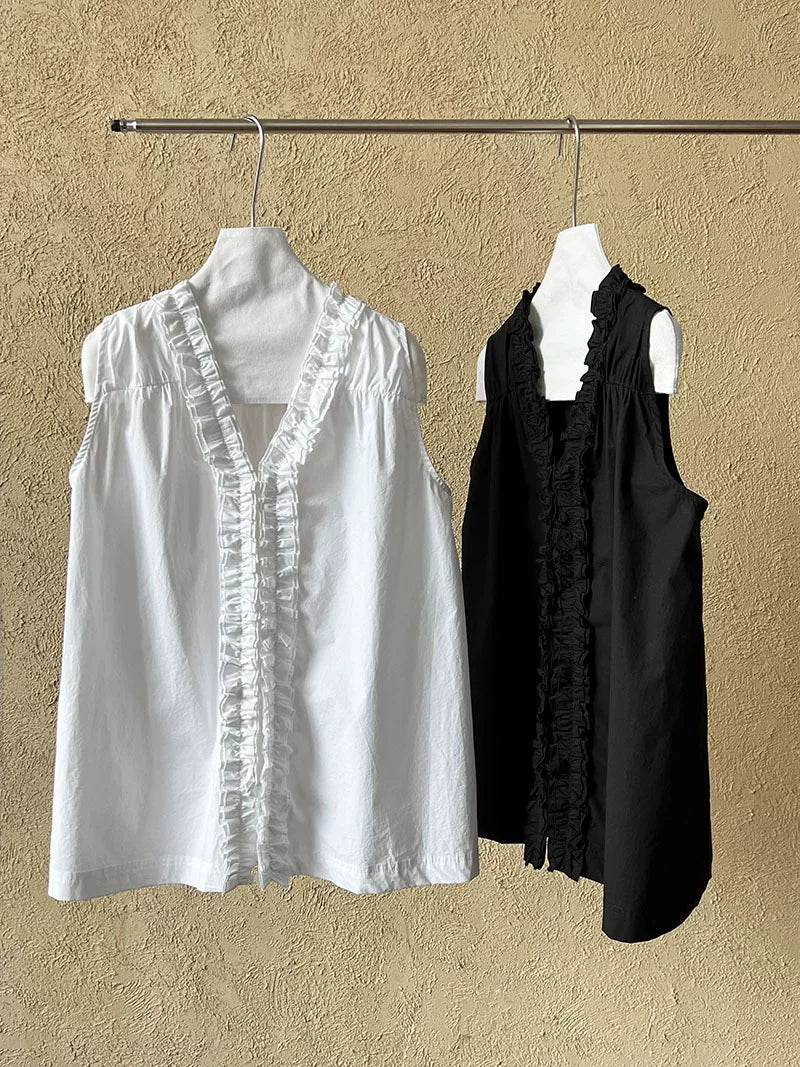 ruffle sleeveless 2way shirt 2color 【NINE7023】