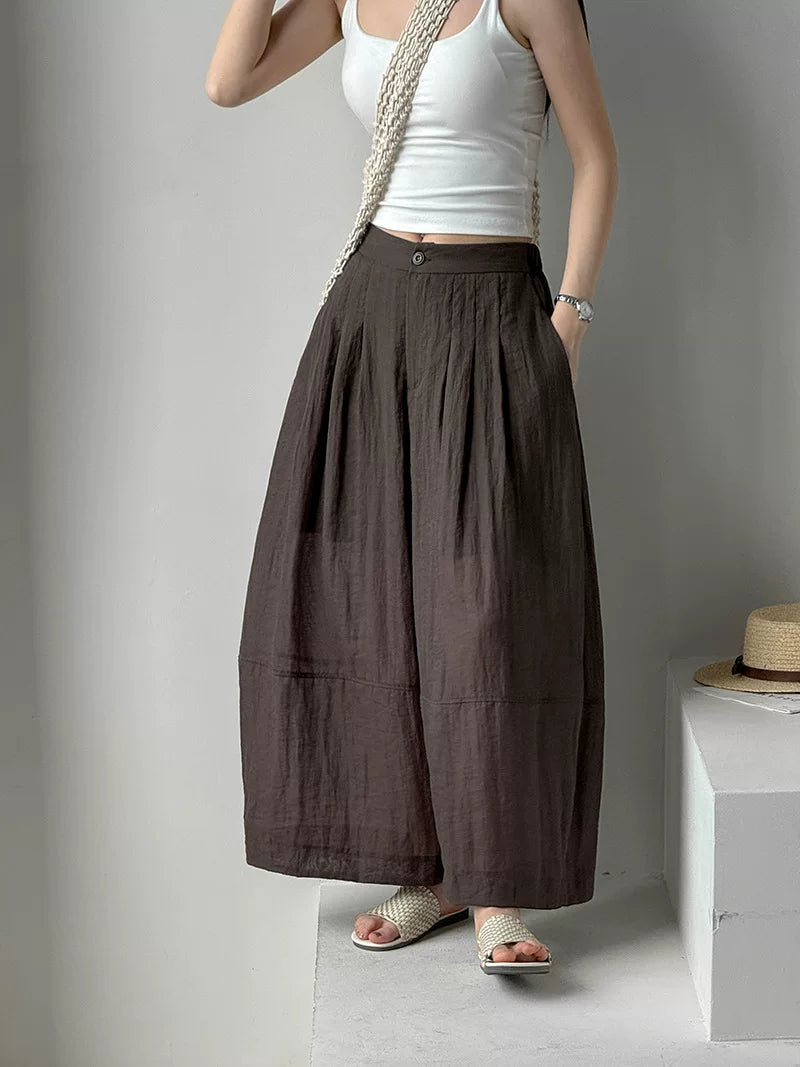 pleated balloon linen wide pants 3color 【NINE7060】