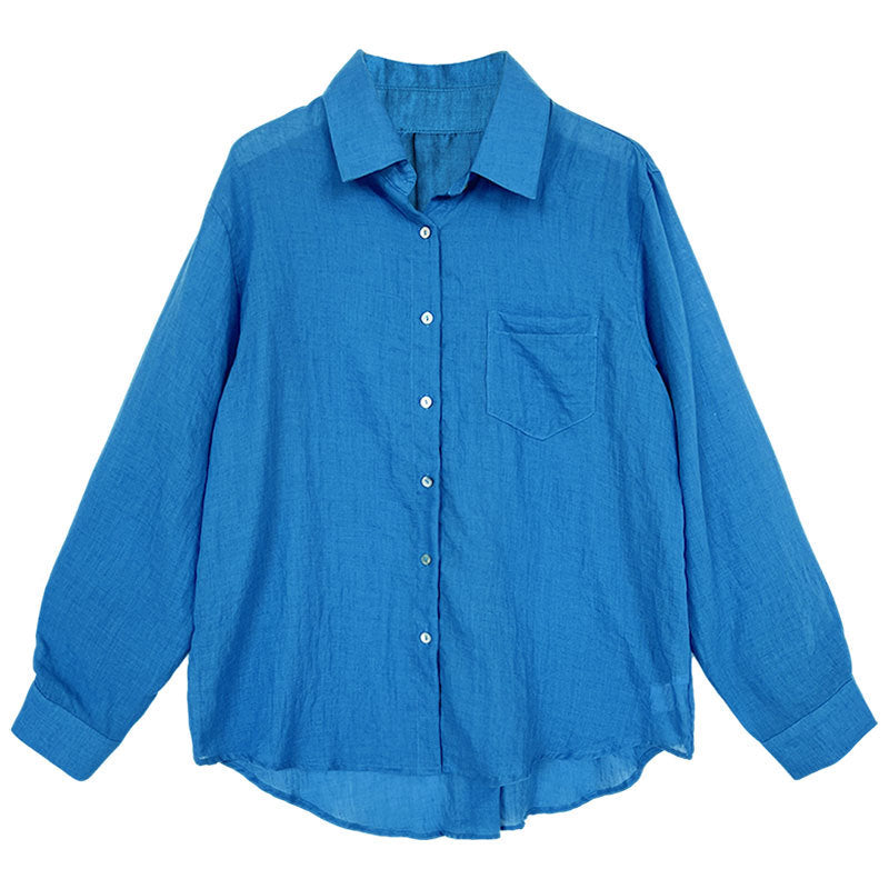 casual loose linen long shirt 2color 【NINE7233】
