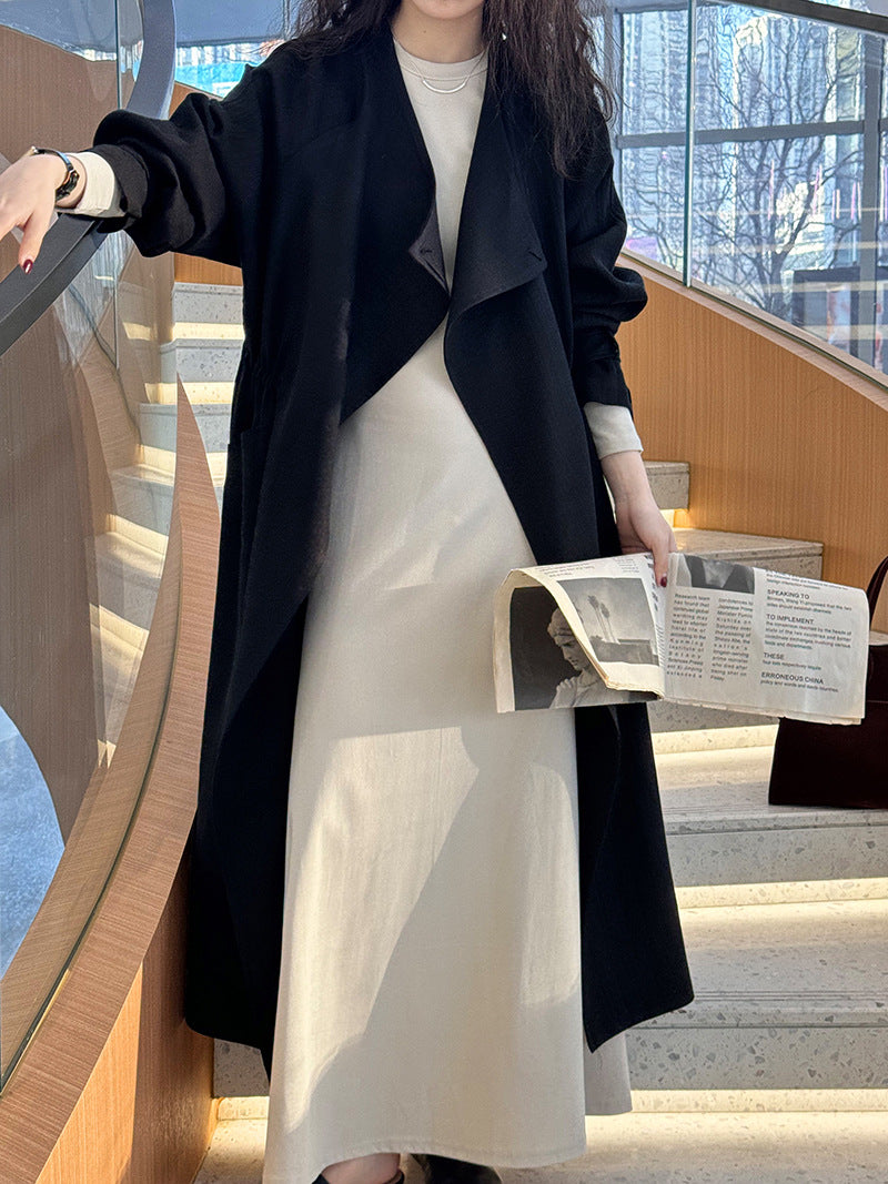 drape collar trench long coat 2color 【NINE7250】