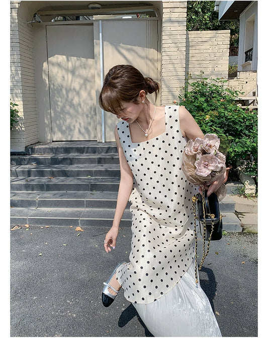 dot tiered layer sleeveless dress 1color 【NINE7138】