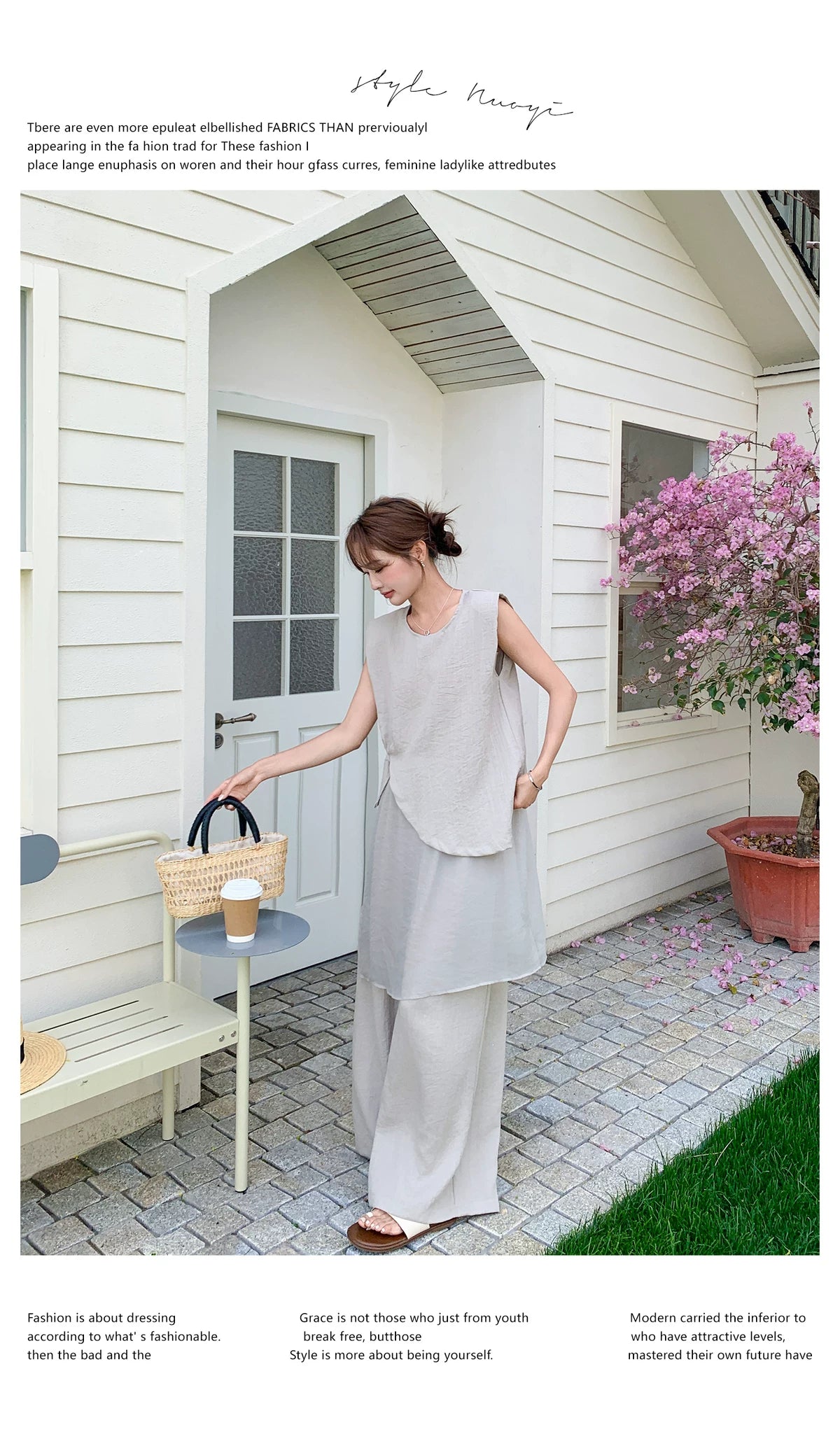 skirt layered sleeveless pants setup 1color 【NINE7111】