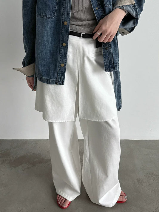 skirt layered wide leg pants 2color 【NINE7074】