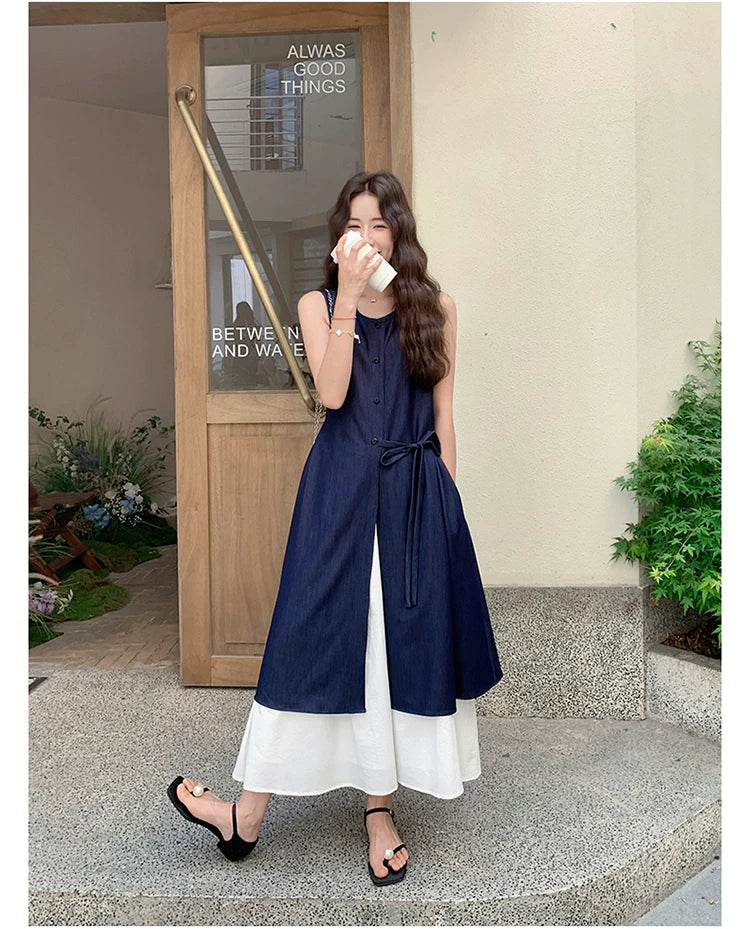 side ribbon dress skirt setup 1color 【NINE7123】