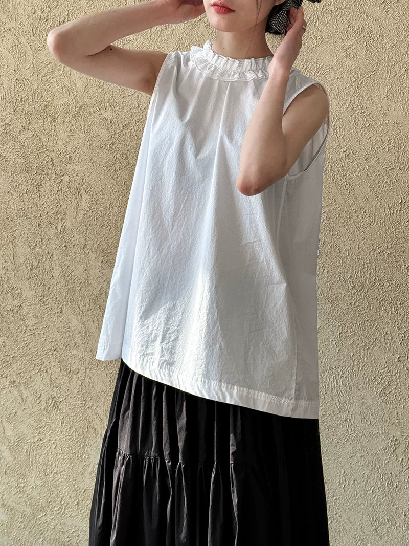 back ruffle sleeveless blouse 2color 【NINE7070】