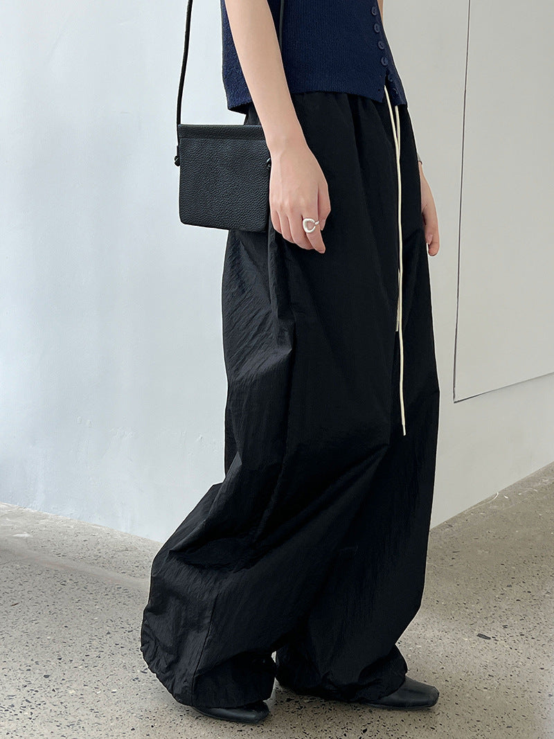 casual drawstring wide leg pants 2color 【NINE7254】