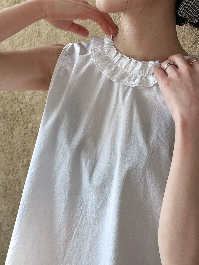 back ruffle sleeveless blouse 2color 【NINE7070】