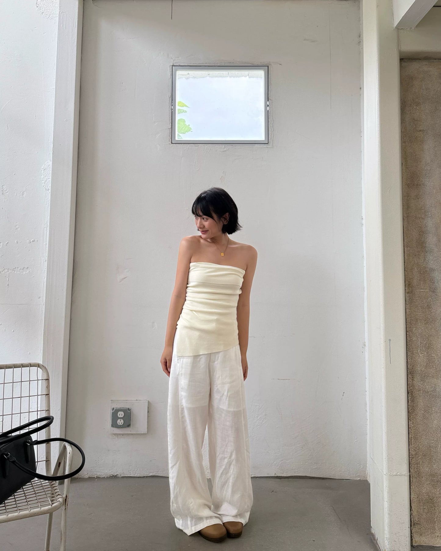 asymmetric hem knit tube top 2color【NINE7005】