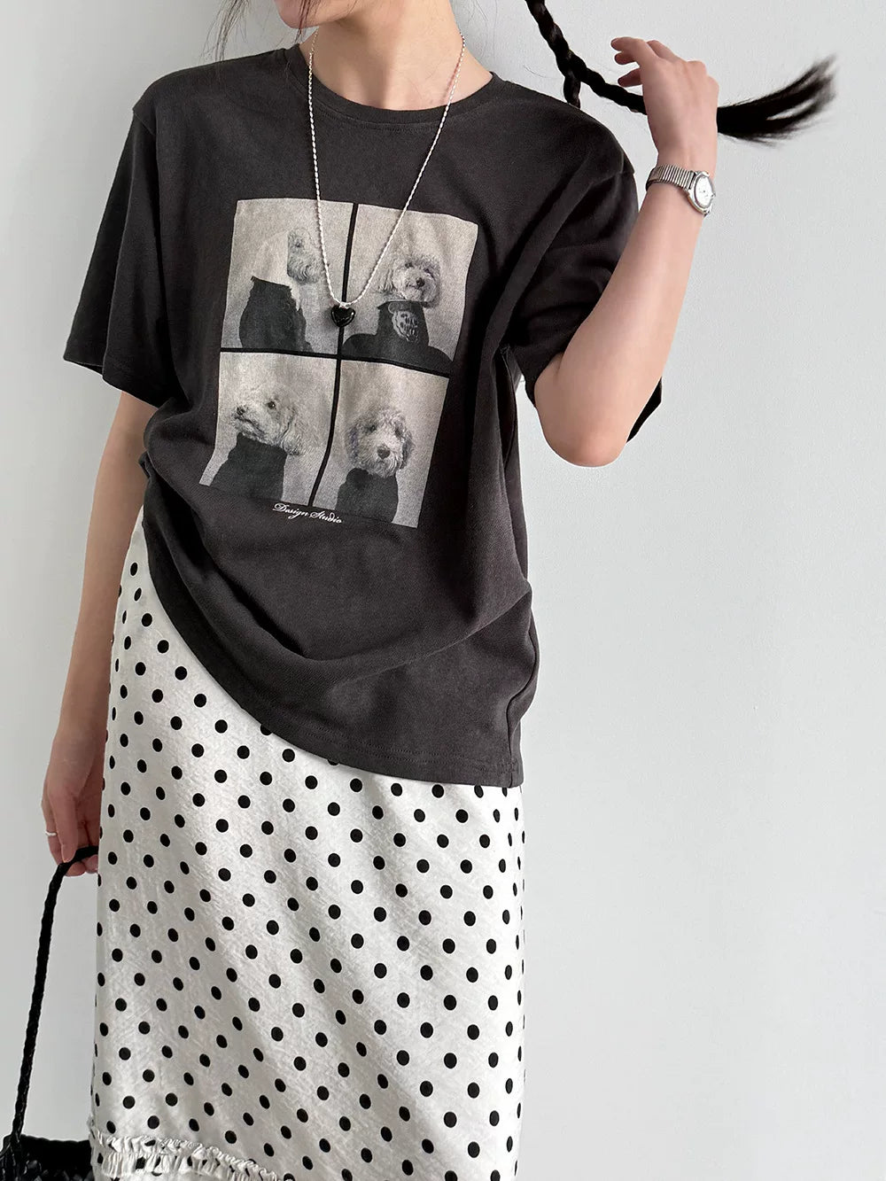 dog photo print casual tshirt 2color 【NINE7080】