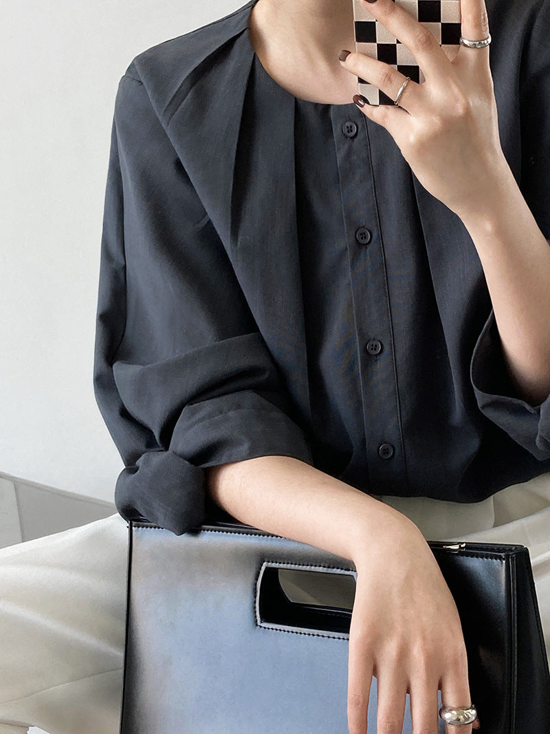 puff sleeve pleated blouse 3color 【NINE7241】