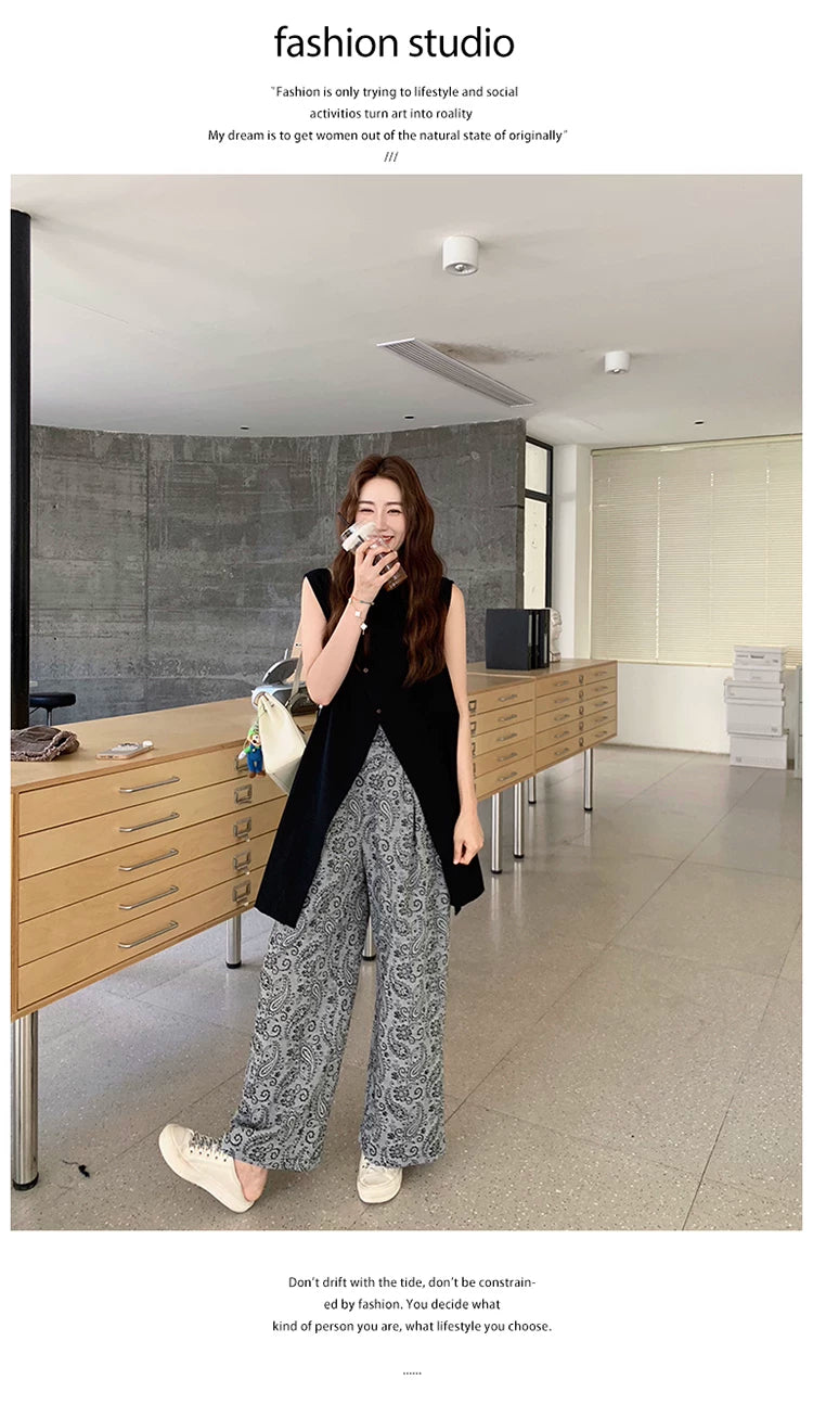 split tunic paisley pants setup 1color 【NINE7110】