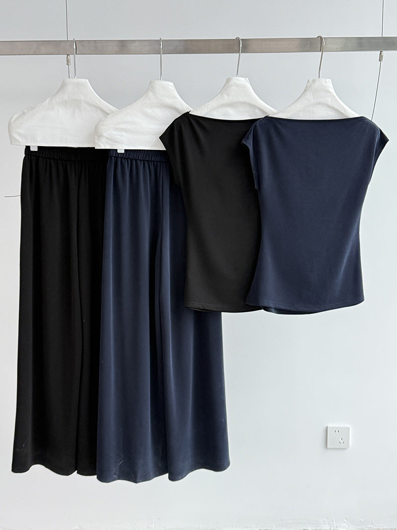 drape top wide pants set 2color 【NINE7257】