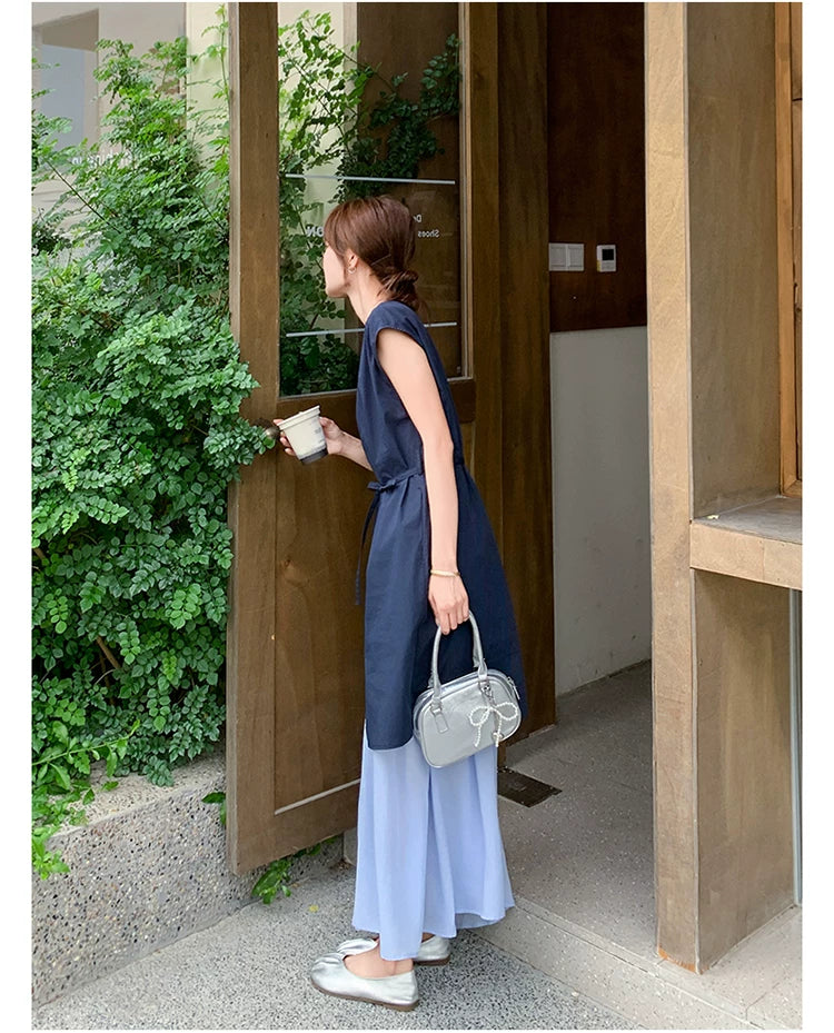 belt tunic chiffon skirt setup 1color 【NINE7134】