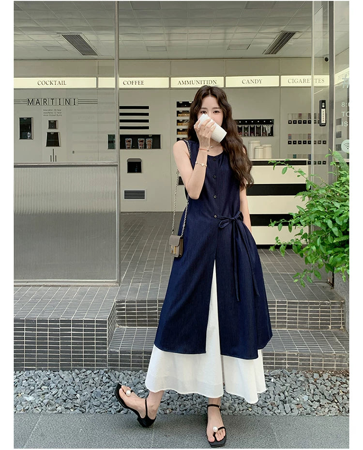 side ribbon dress skirt setup 1color 【NINE7123】